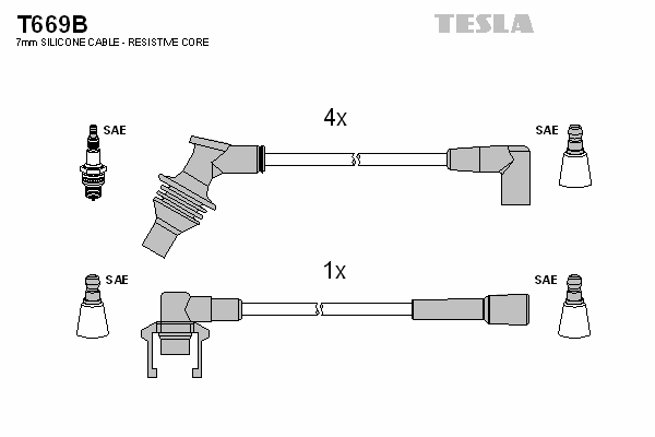 Комплект высоковольтных проводов TESLA T669B