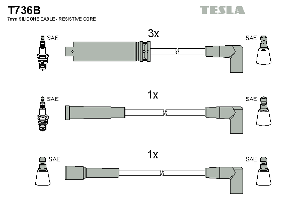 Комплект высоковольтных проводов TESLA T736B