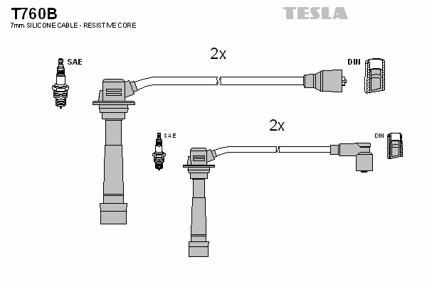 Комплект высоковольтных проводов TESLA T760B