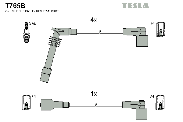 Комплект высоковольтных проводов TESLA T765B