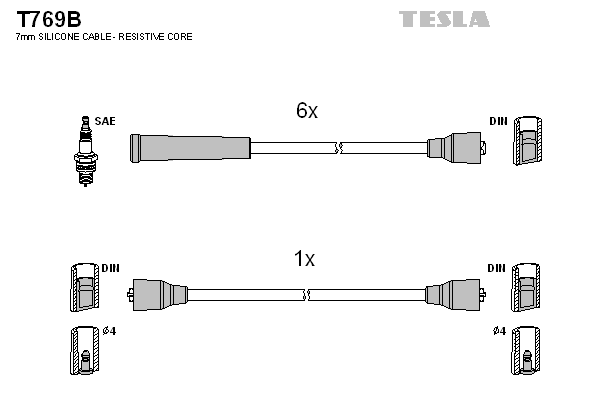 Комплект высоковольтных проводов TESLA T769B