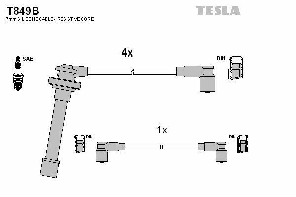 Комплект високовольтних проводів TESLA T849B