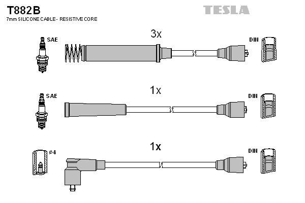 Комплект высоковольтных проводов TESLA T882B
