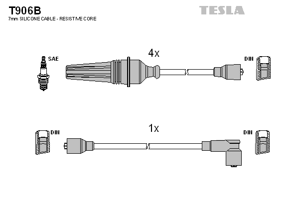 Комплект высоковольтных проводов TESLA T906B