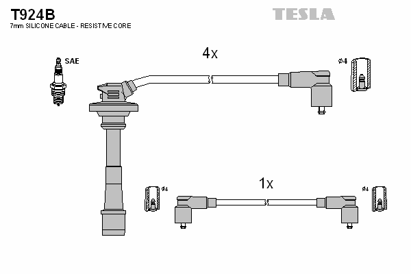 Комплект високовольтних проводів TESLA T924B