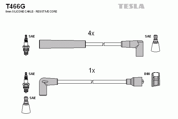 Комплект високовольтних проводів TESLA T466G