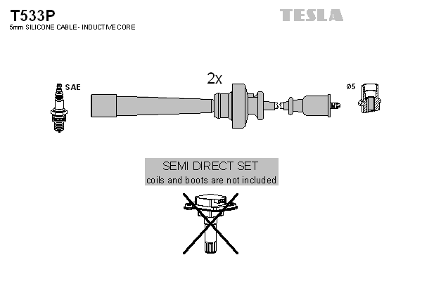 Комплект высоковольтных проводов TESLA T533P