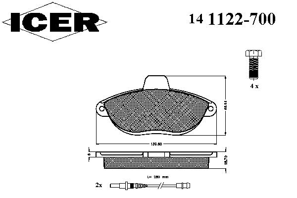 Тормозные колодки ICER 141122-700
