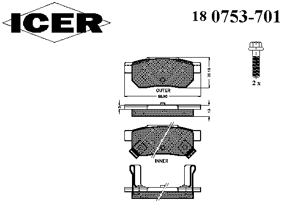 Тормозные колодки ICER 180753-701