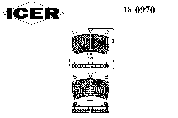 Тормозные колодки ICER 180970
