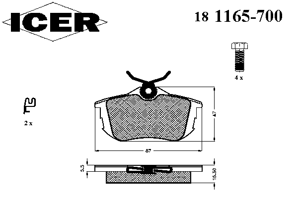 Тормозные колодки ICER 181165-700