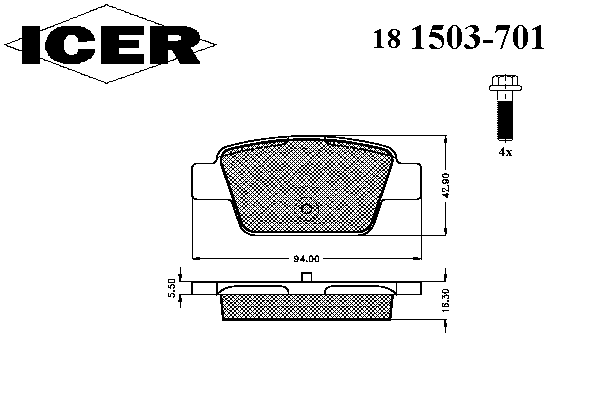 Гальмівні колодки ICER 181503-701