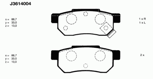 Тормозные колодки NIPPARTS J3614004