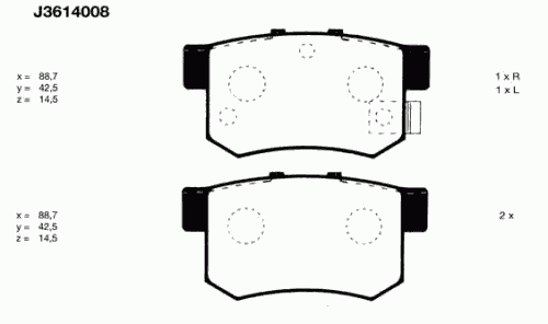 Тормозные колодки NIPPARTS J3614008