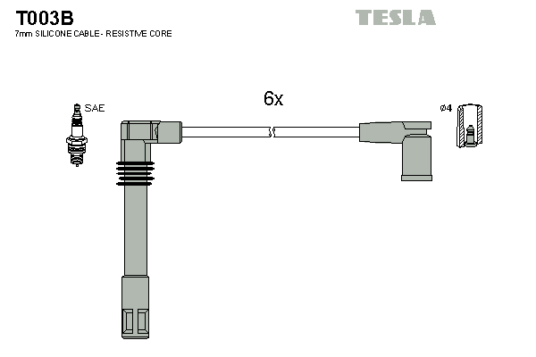 Комплект высоковольтных проводов TESLA T003B