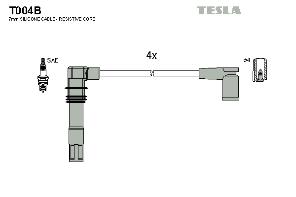 Комплект высоковольтных проводов TESLA T004B