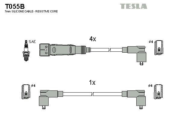 Комплект высоковольтных проводов TESLA T055B