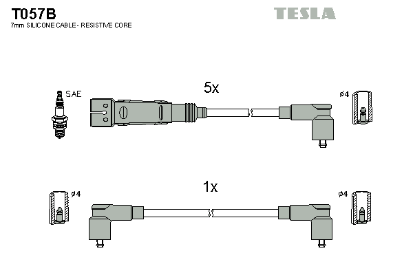 Комплект высоковольтных проводов TESLA T057B