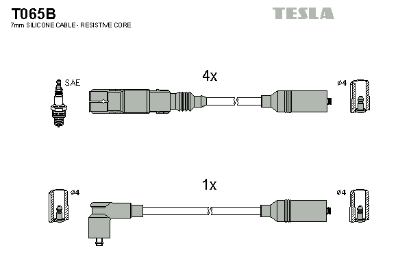 Комплект высоковольтных проводов TESLA T065B