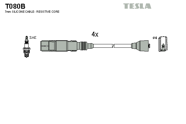 Комплект высоковольтных проводов TESLA T080B