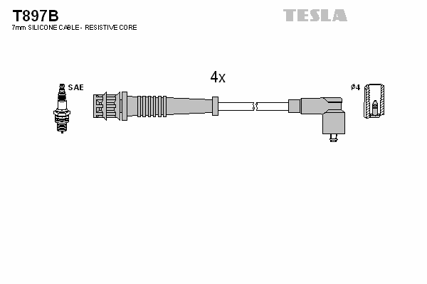 Комплект высоковольтных проводов TESLA T897B