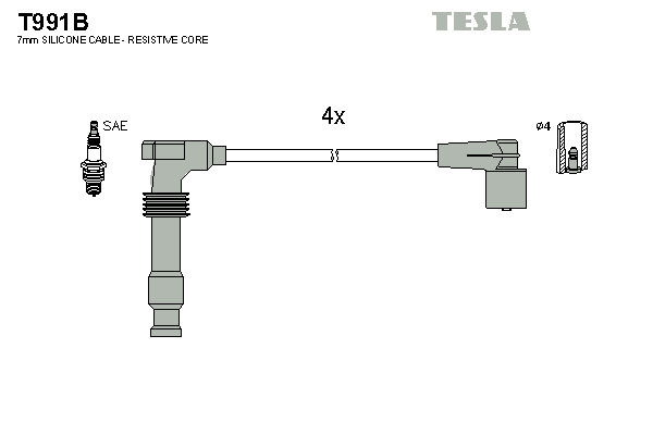 Комплект высоковольтных проводов TESLA T991B