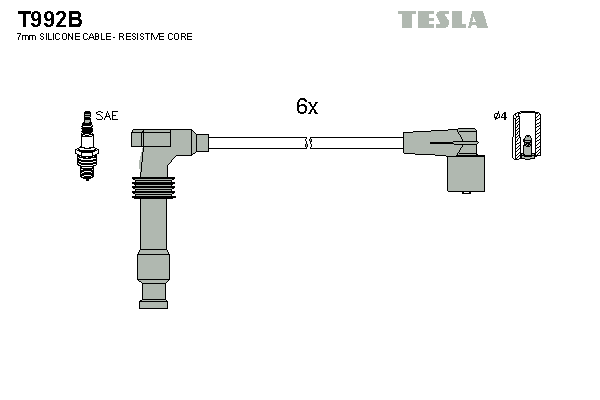 Комплект высоковольтных проводов TESLA T992B