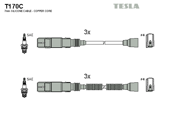 Комплект високовольтних проводів TESLA T170C