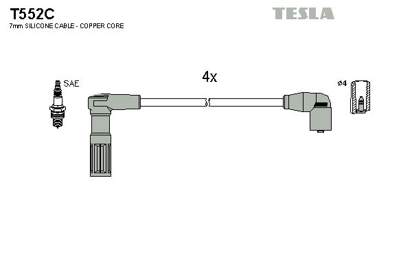 Комплект высоковольтных проводов TESLA T552C