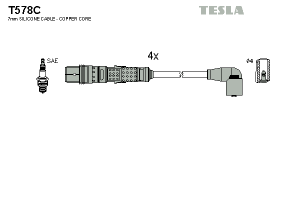 Комплект високовольтних проводів TESLA T578C