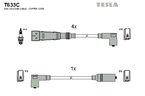 Комплект высоковольтных проводов TESLA T633C
