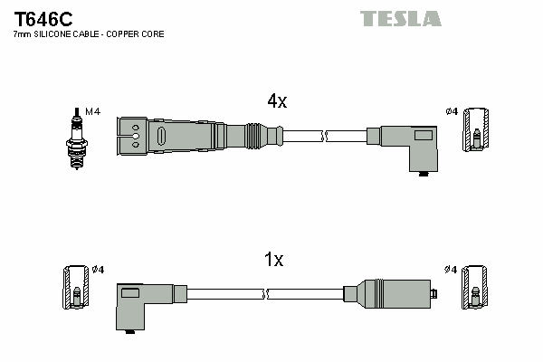Комплект високовольтних проводів TESLA T646C