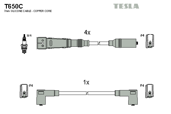Комплект высоковольтных проводов TESLA T650C