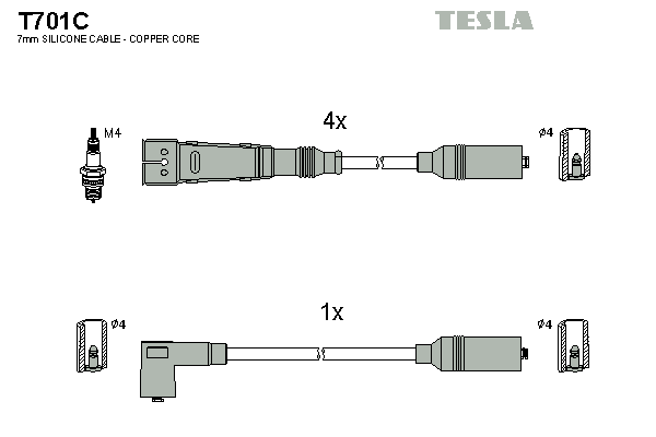 Комплект високовольтних проводів TESLA T701C