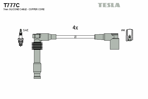 Комплект высоковольтных проводов TESLA T777C