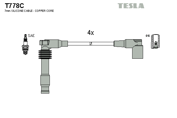 Комплект високовольтних проводів TESLA T778C