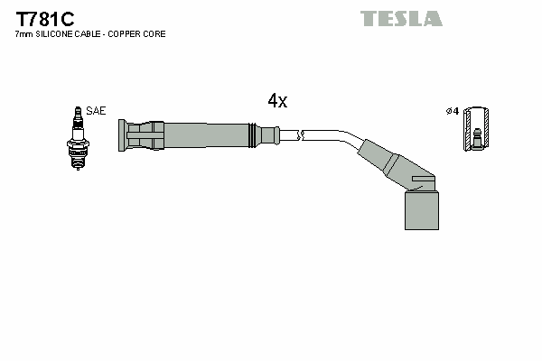 Комплект високовольтних проводів TESLA T781C