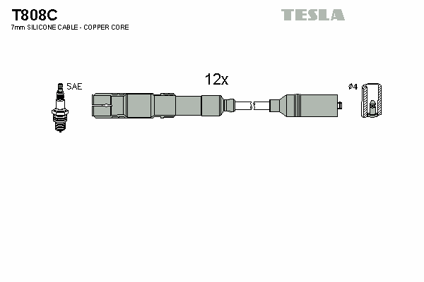 Комплект високовольтних проводів TESLA T808C