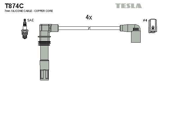 Комплект високовольтних проводів TESLA T874C