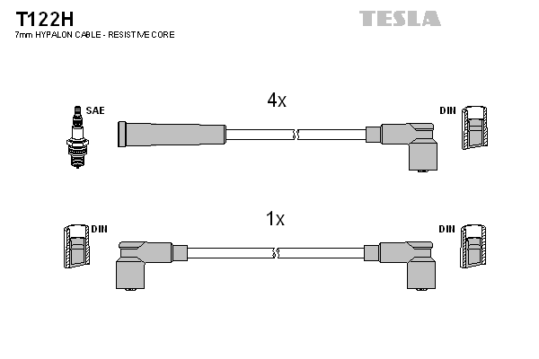 Комплект высоковольтных проводов TESLA T122H