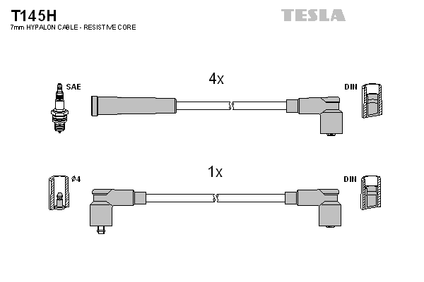 Комплект високовольтних проводів TESLA T145H