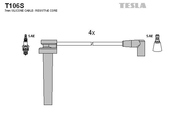 Комплект высоковольтных проводов TESLA T106S