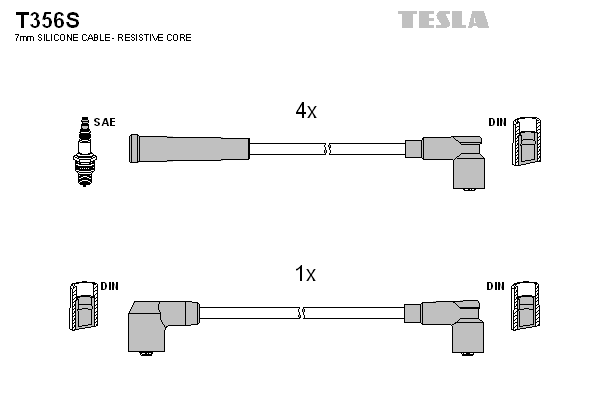Комплект високовольтних проводів TESLA T356S