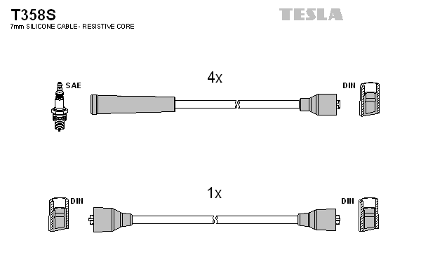 Комплект высоковольтных проводов TESLA T358S