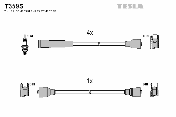Комплект высоковольтных проводов TESLA T359S