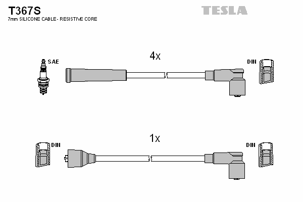 Комплект высоковольтных проводов TESLA T367S