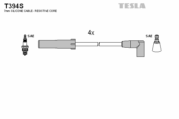Комплект высоковольтных проводов TESLA T394S