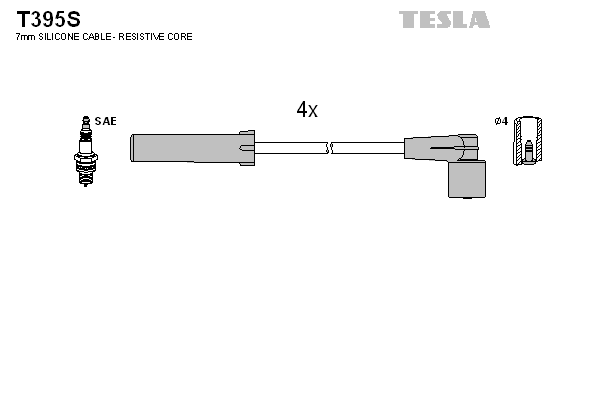 Комплект высоковольтных проводов TESLA T395S
