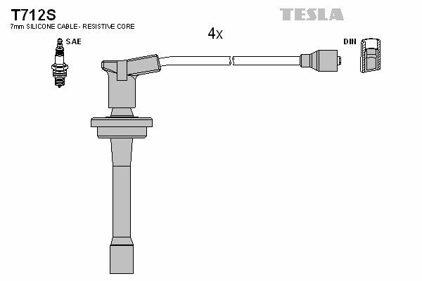 Комплект высоковольтных проводов TESLA T712S