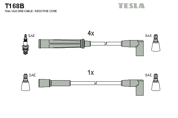 Комплект высоковольтных проводов TESLA T168B